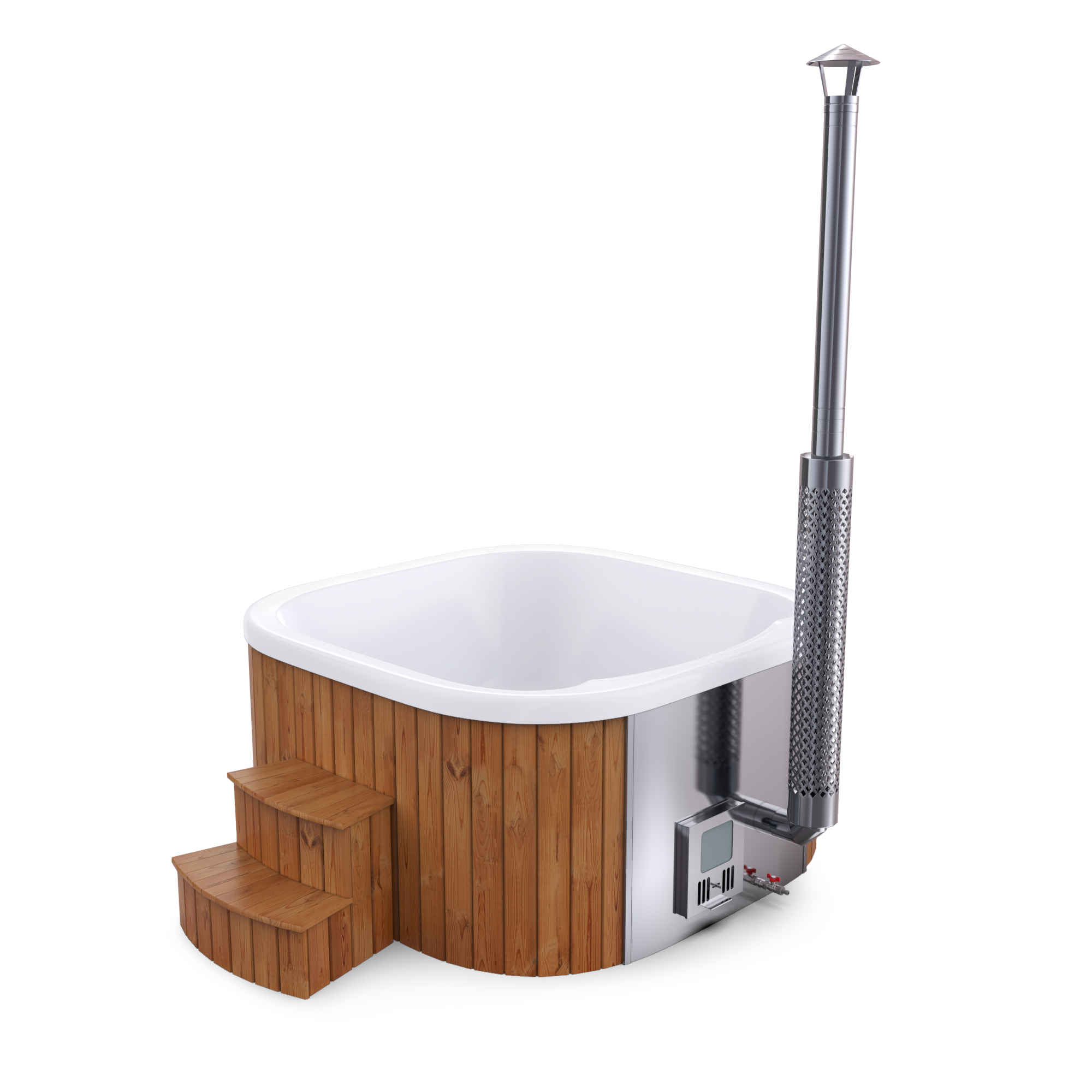 Balia akrylowa kwadratowa z piecem zintegrowanym